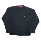 CHAPS Mens Patterned Jumper Black Herringbone Tight Knit L