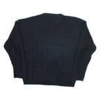 CHAPS Mens Patterned Jumper Black Herringbone Tight Knit L