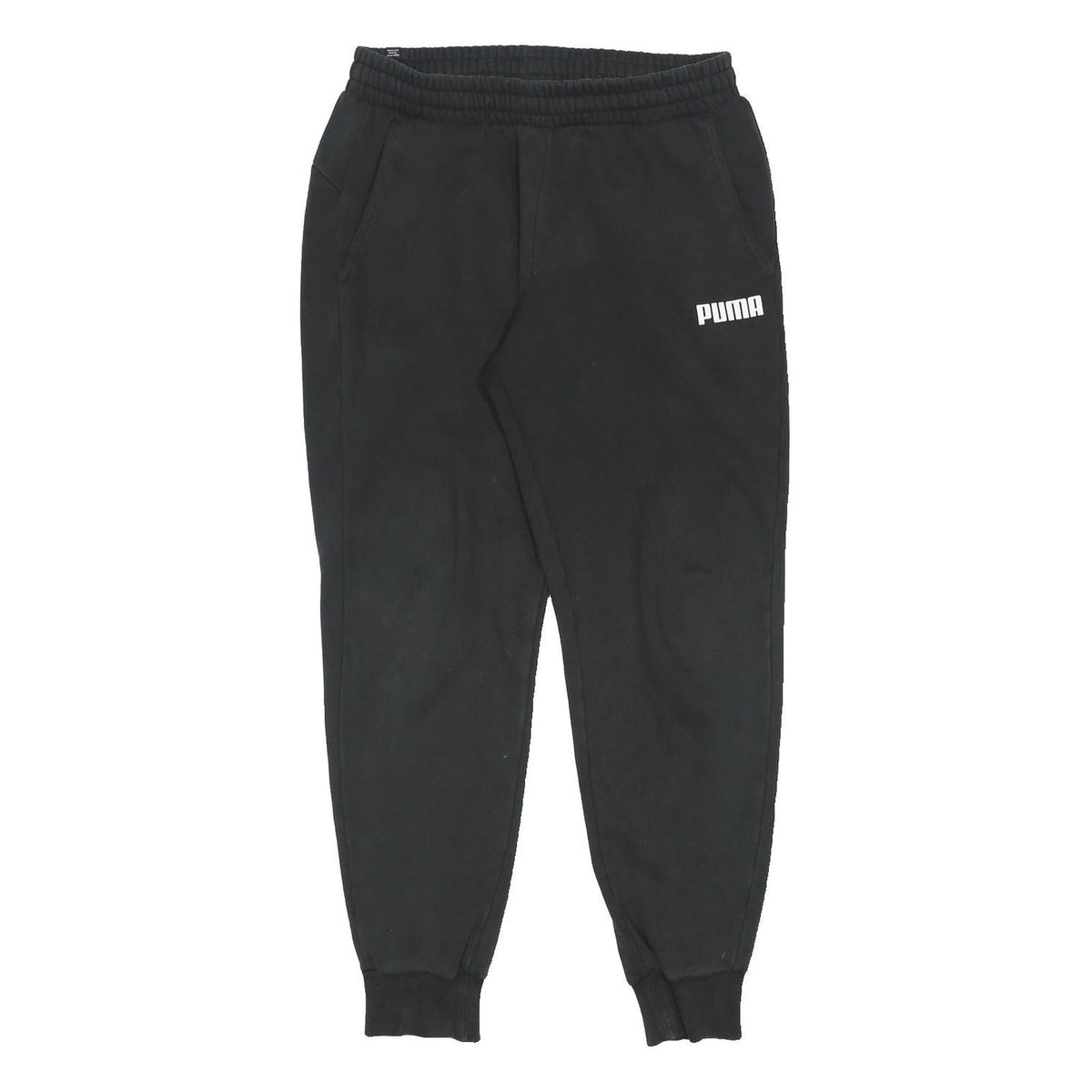 PUMA Mens Joggers Black L W30 L29 Cotton Blend Regular Tapered Fit Sportswear