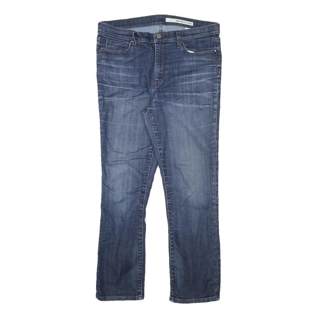 DKNY Womens Slim Blue Denim Jeans W32 L26 Cotton Blend Zip Pockets Casual Wear