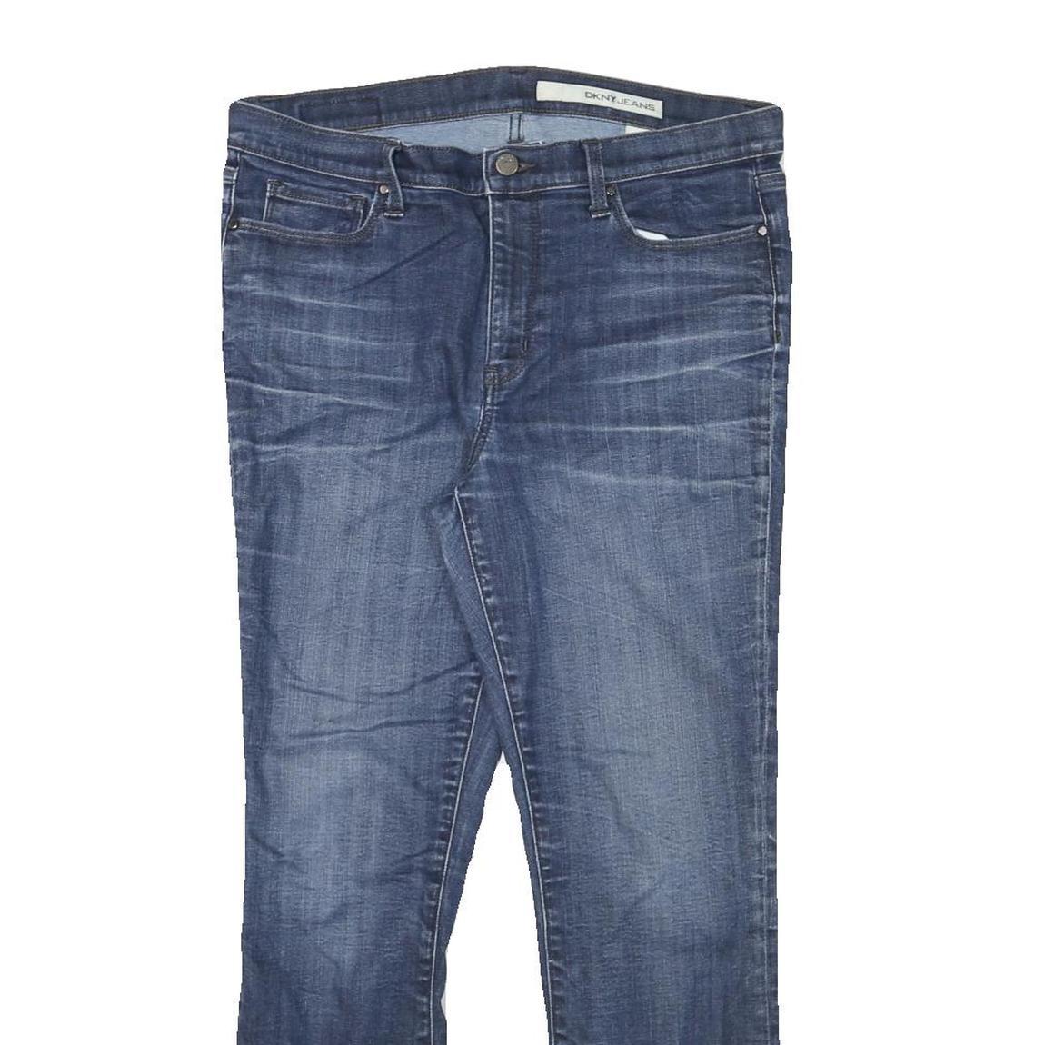 DKNY Womens Slim Blue Denim Jeans W32 L26 Cotton Blend Zip Pockets Casual Wear