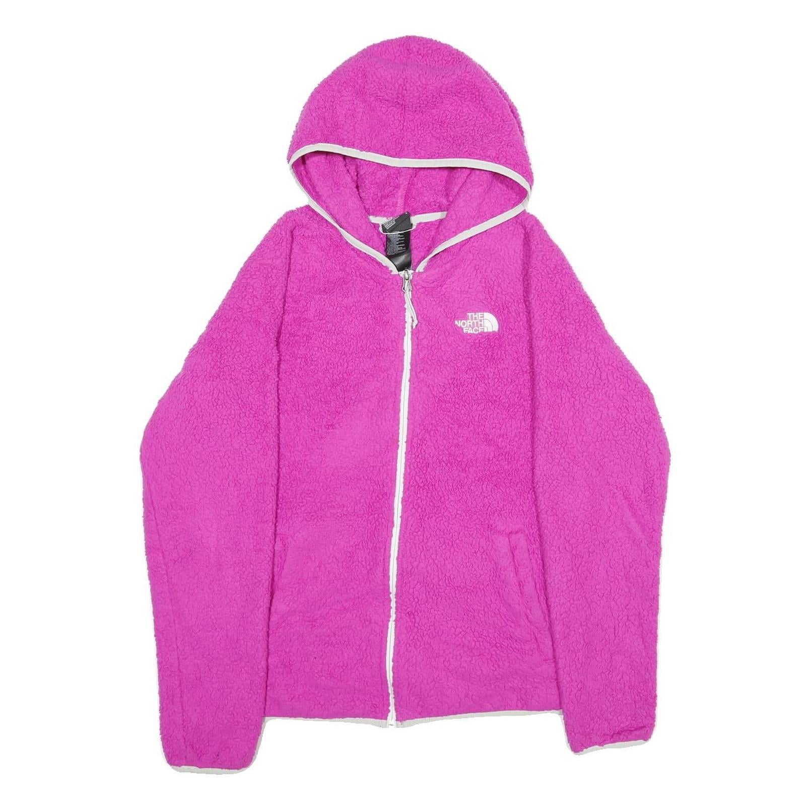 THE NORTH FACE Womens Pink Hoodie Jacket L Polyester Fleece Zip Casual Outdoor