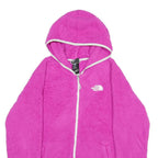THE NORTH FACE Womens Pink Hoodie Jacket L Polyester Fleece Zip Casual Outdoor