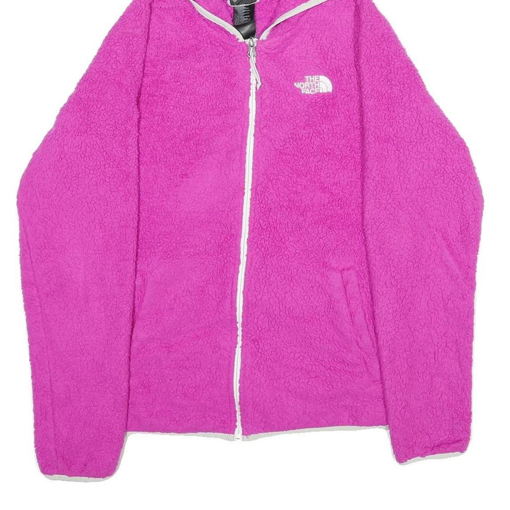 THE NORTH FACE Womens Pink Hoodie Jacket L Polyester Fleece Zip Casual Outdoor