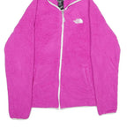 THE NORTH FACE Womens Pink Hoodie Jacket L Polyester Fleece Zip Casual Outdoor