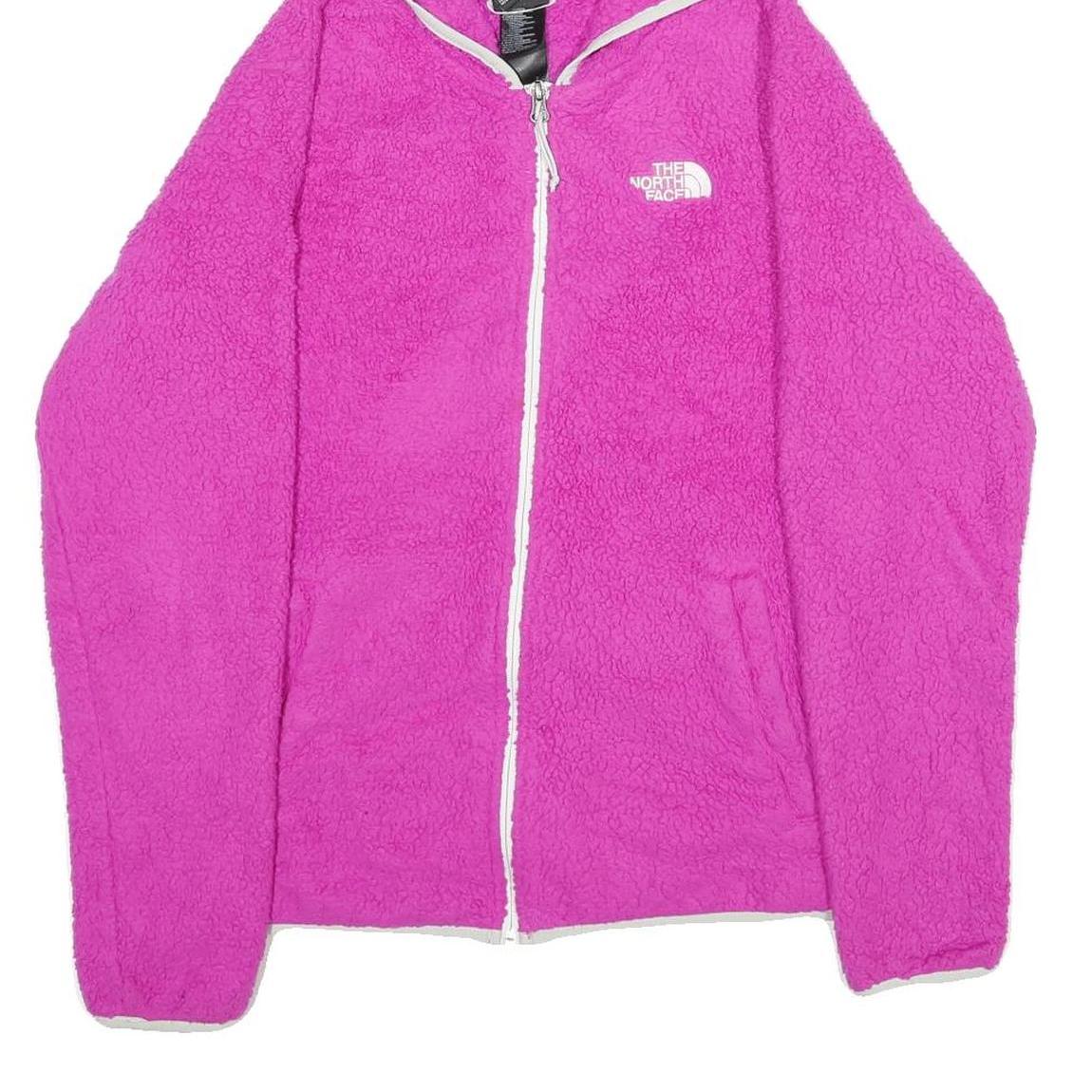 THE NORTH FACE Womens Pink Hoodie Jacket L Polyester Fleece Zip Casual Outdoor