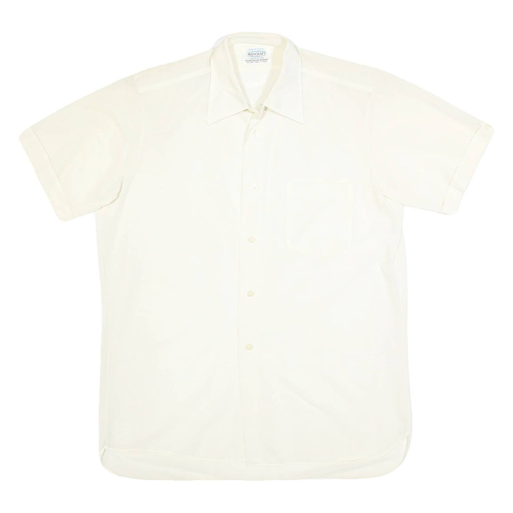 MANCRAFT Womens Cream Nylon Shirt XS Classic Button Front Short Sleeve