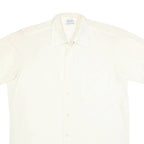 MANCRAFT Womens Cream Nylon Shirt XS Classic Button Front Short Sleeve