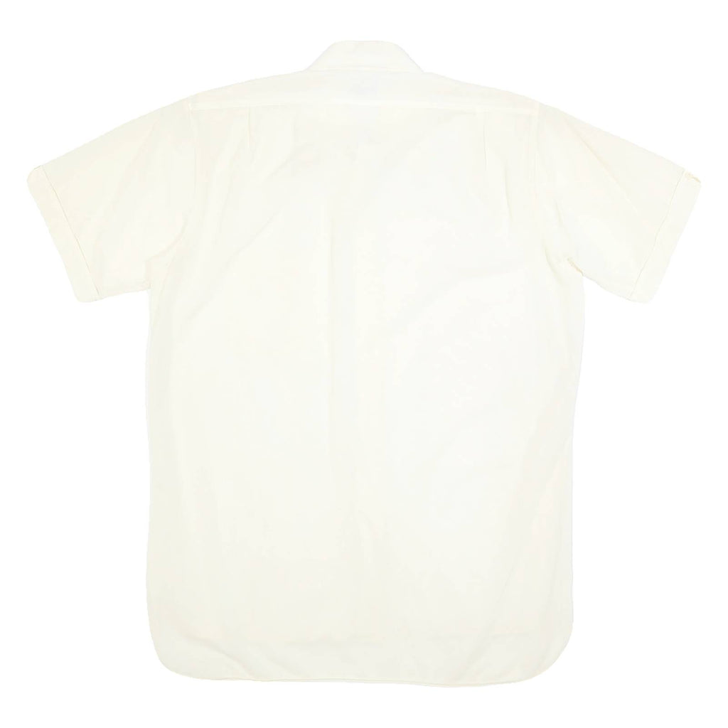 MANCRAFT Womens Cream Nylon Shirt XS Classic Button Front Short Sleeve