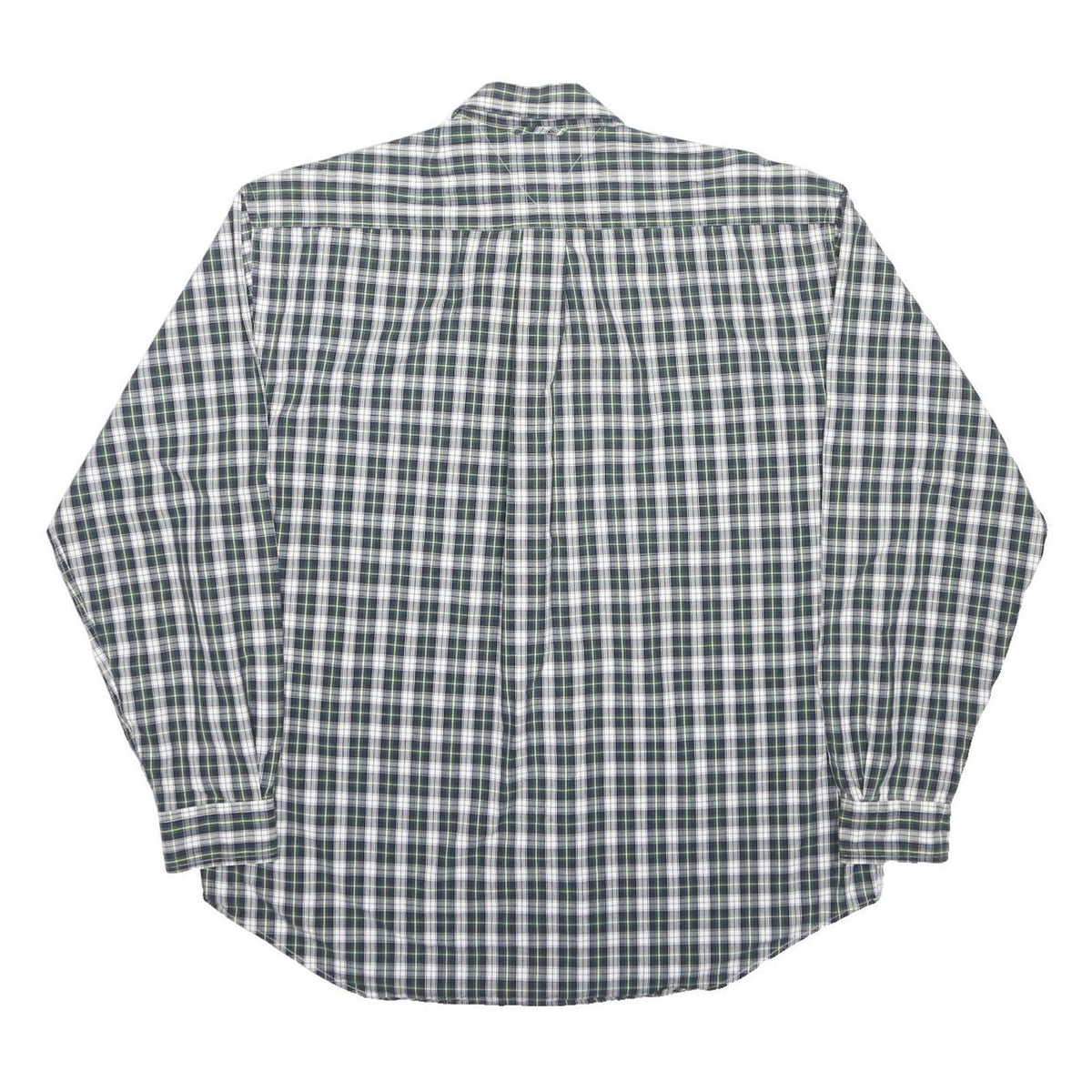 TOMMY HILFIGER Mens Green & White Check Shirt L Classic Button-Down Long Sleeve