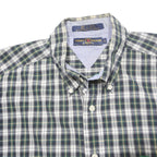 TOMMY HILFIGER Mens Green & White Check Shirt L Classic Button-Down Long Sleeve