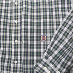 TOMMY HILFIGER Mens Green & White Check Shirt L Classic Button-Down Long Sleeve