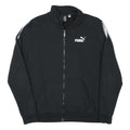 PUMA Mens Black Jacket L Cotton Blend Zip Plain Sports Logo Track Jacket