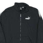 PUMA Mens Black Jacket L Cotton Blend Zip Plain Sports Logo Track Jacket