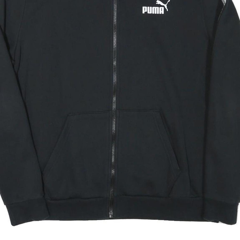 PUMA Mens Black Jacket L Cotton Blend Zip Plain Sports Logo Track Jacket