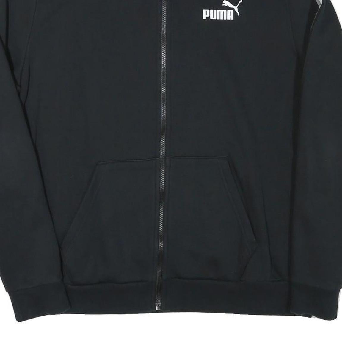 PUMA Mens Black Jacket L Cotton Blend Zip Plain Sports Logo Track Jacket