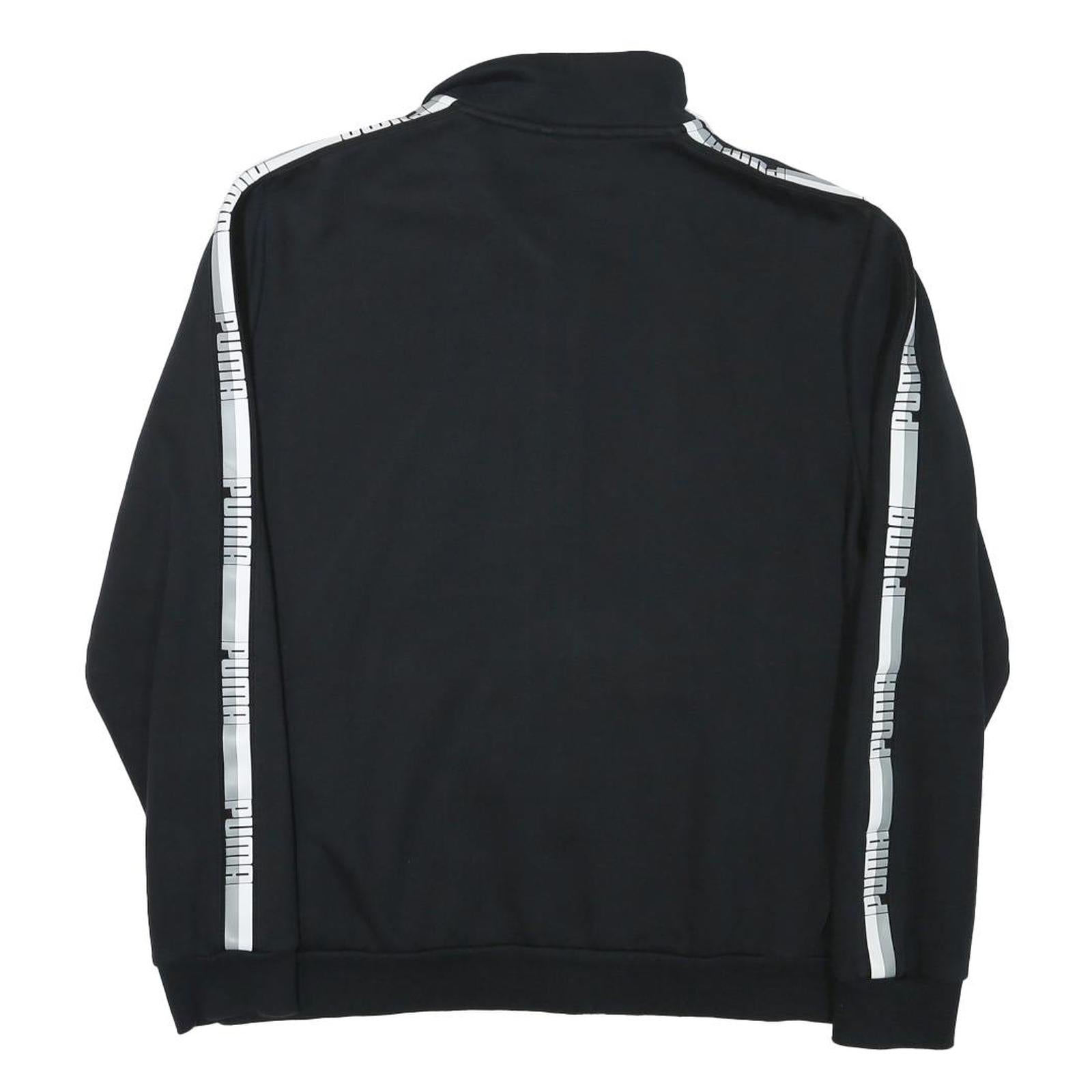 PUMA Mens Black Jacket L Cotton Blend Zip Plain Sports Logo Track Jacket