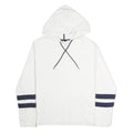 NAUTICA Mens White & Navy Stripe Pullover Hoodie L Cotton Casual Wear