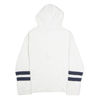 NAUTICA Mens White & Navy Stripe Pullover Hoodie L Cotton Casual Wear