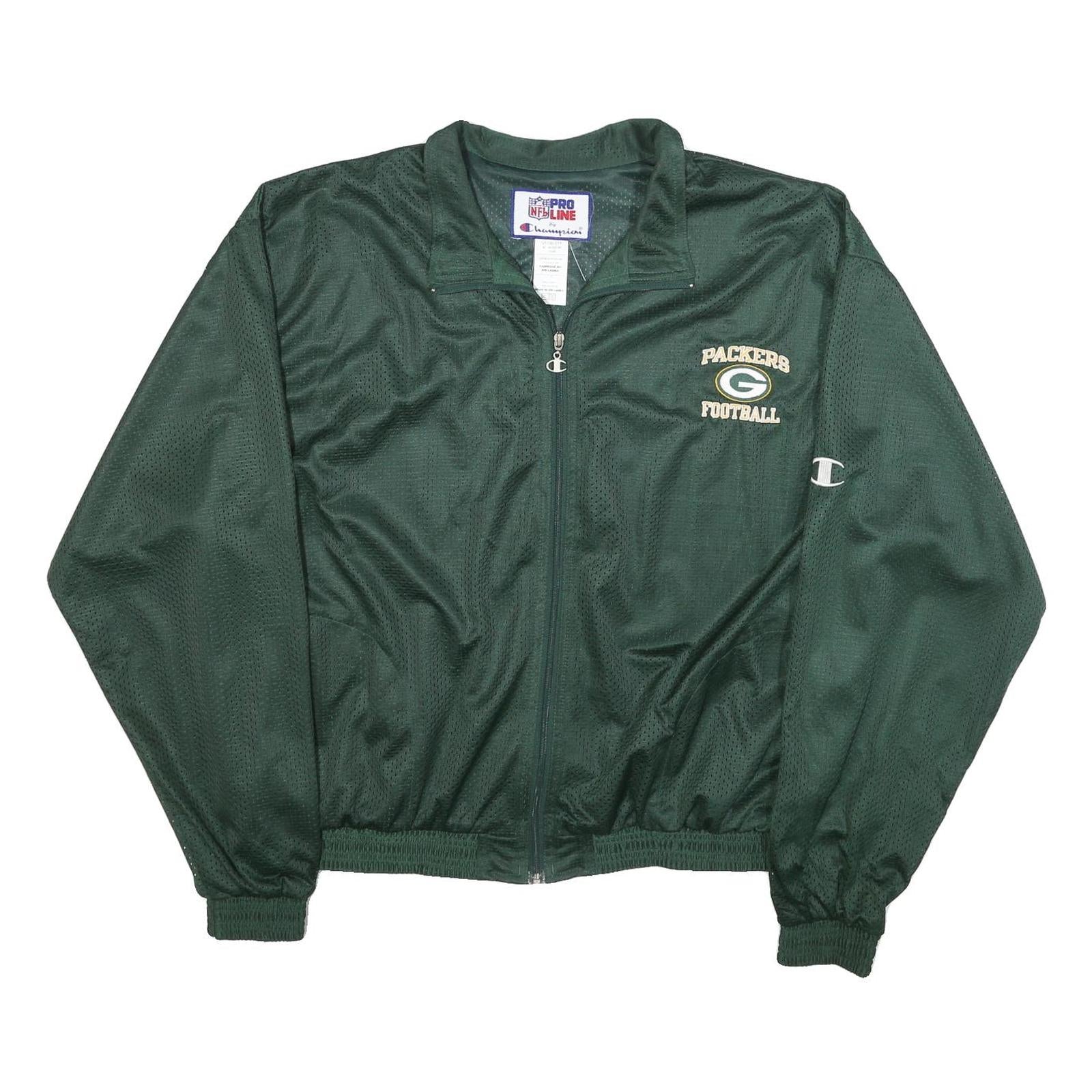 CHAMPION Mens Green Packers Football Zip Jacket XL Polyester Mesh NFL Sports Fan