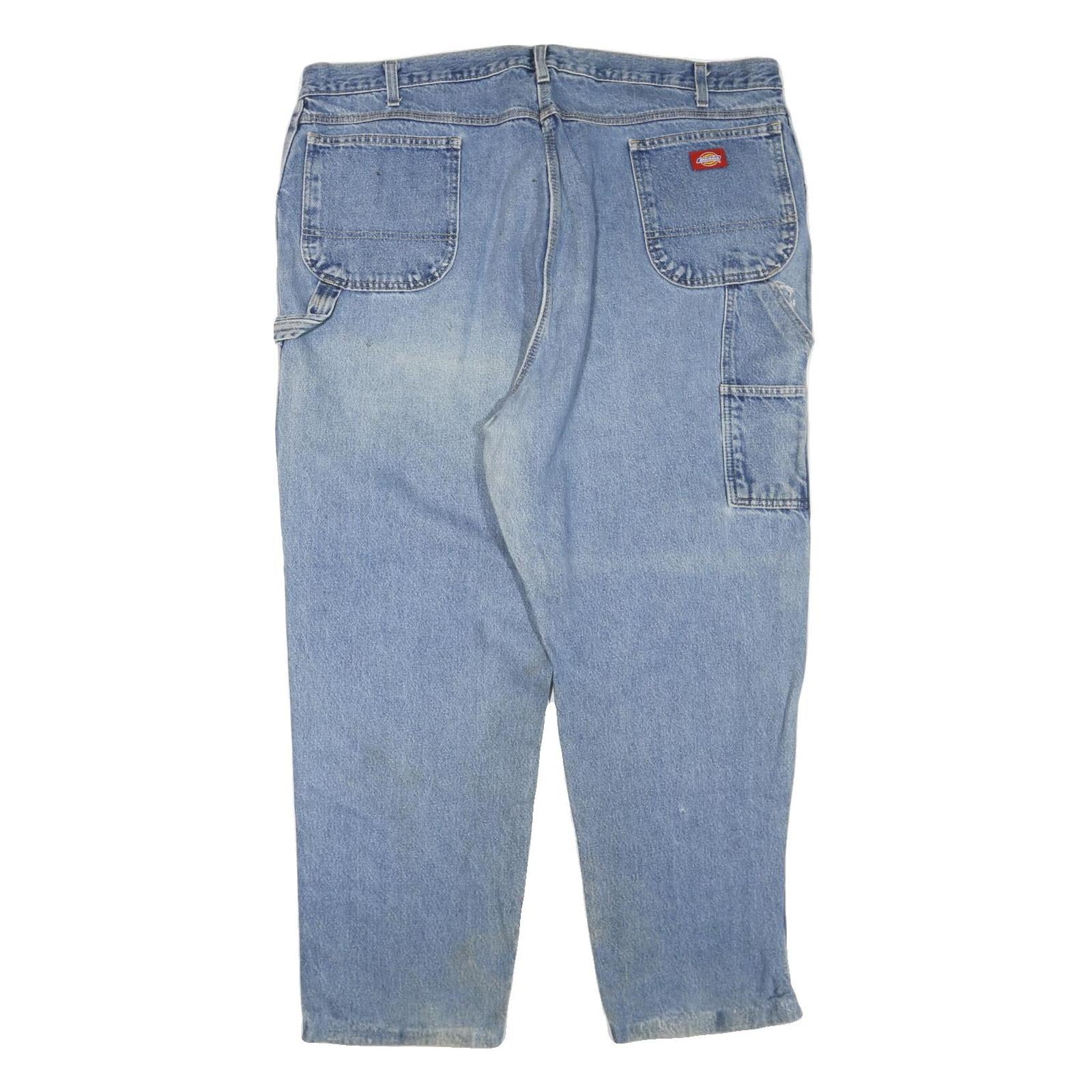 DICKIES Mens Light Blue Regular Fit Straight Leg Denim W44 L30 Workwear Jeans