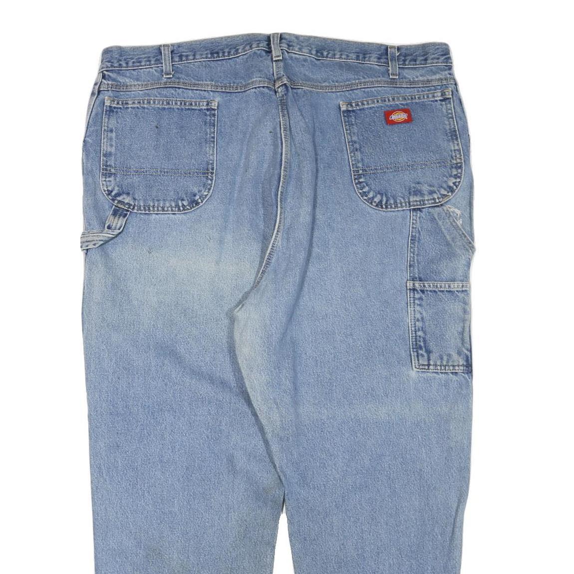 DICKIES Mens Light Blue Regular Fit Straight Leg Denim W44 L30 Workwear Jeans