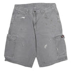 DICKIES Mens Grey Cargo Cotton Shorts L W34 Workwear Utility Pockets