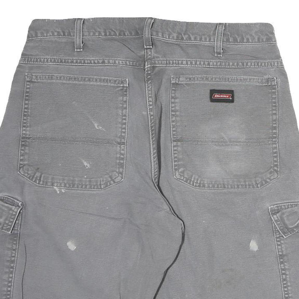 DICKIES Mens Grey Cargo Cotton Shorts L W34 Workwear Utility Pockets