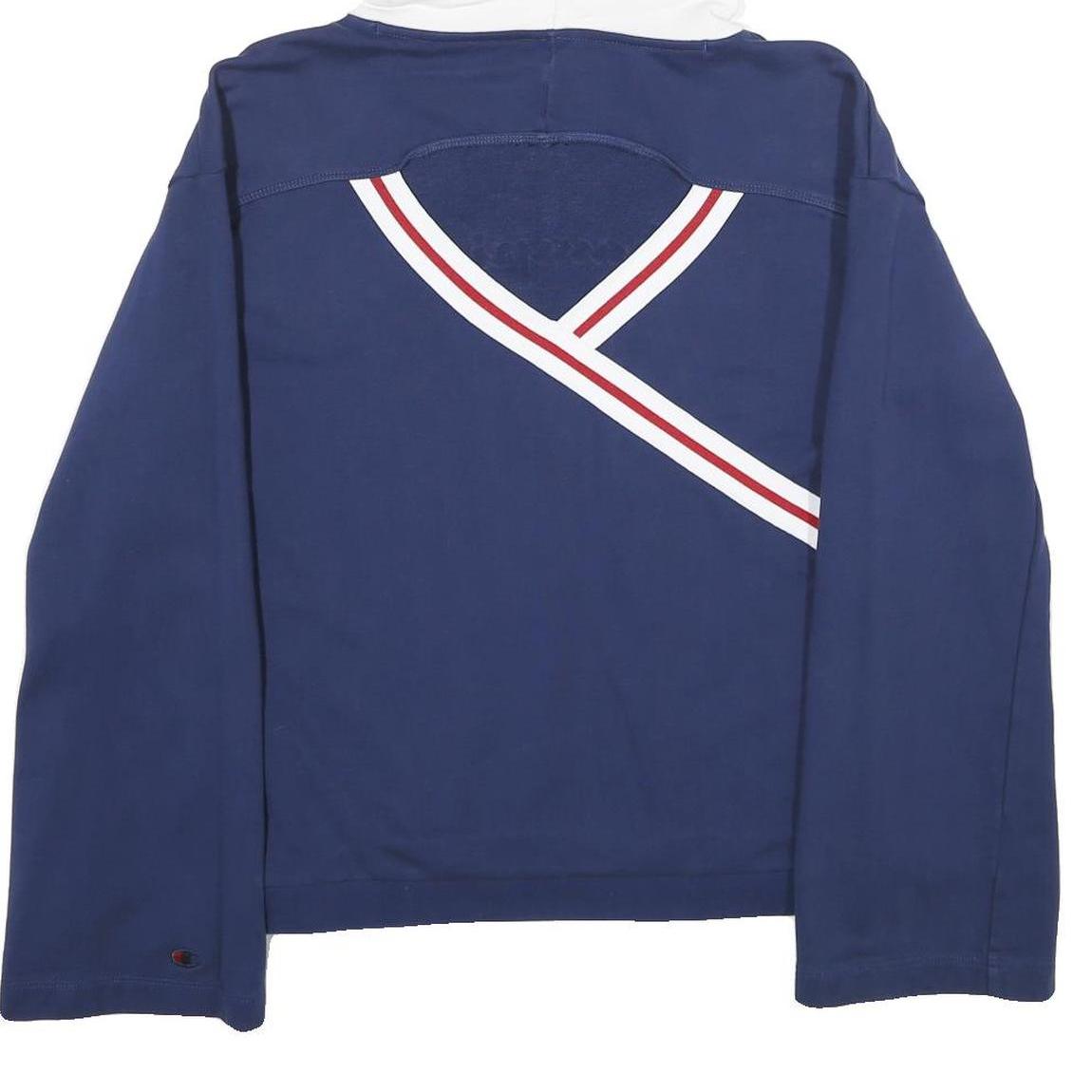 CHAMPION Womens Navy & White Hoodie XL Logo Cotton Casual Sweatshirt