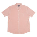 CHAPS Mens Pink Plain Cotton Short Sleeve Shirt L Button-Down Collar Casual