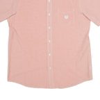 CHAPS Mens Pink Plain Cotton Short Sleeve Shirt L Button-Down Collar Casual