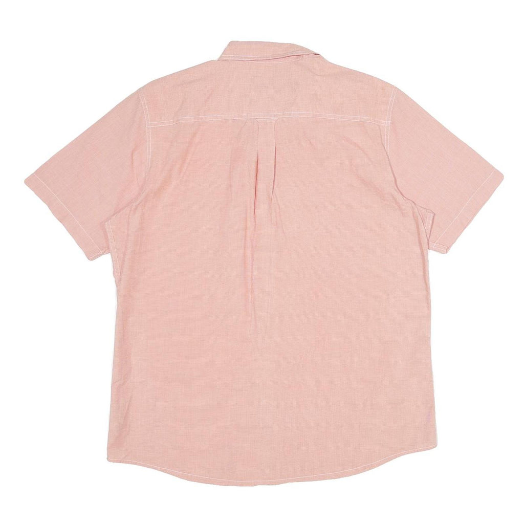 CHAPS Mens Pink Plain Cotton Short Sleeve Shirt L Button-Down Collar Casual