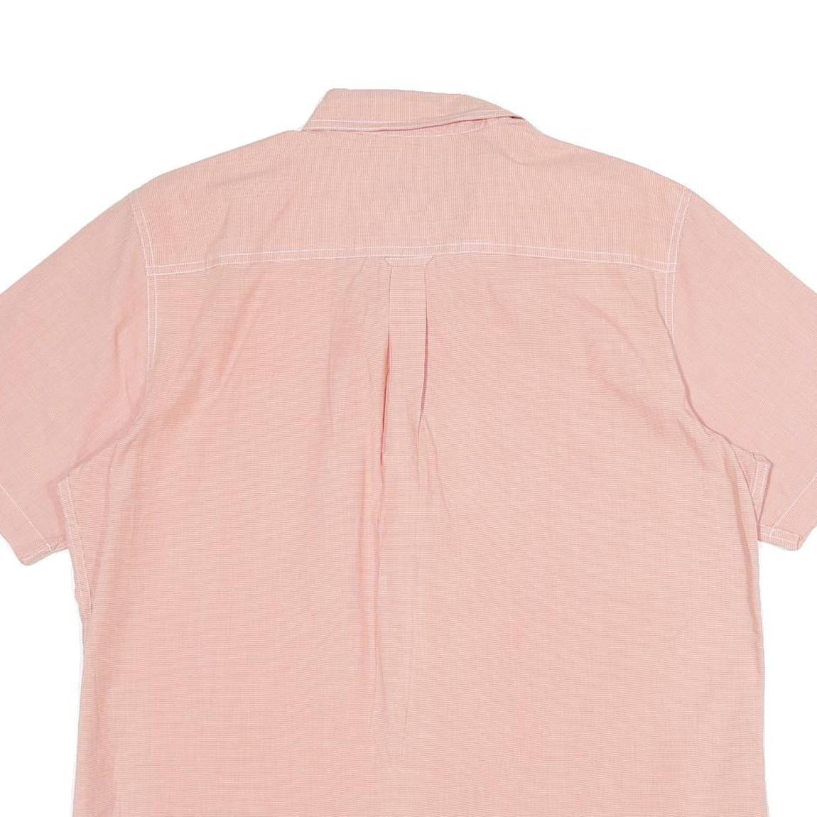 CHAPS Mens Pink Plain Cotton Short Sleeve Shirt L Button-Down Collar Casual