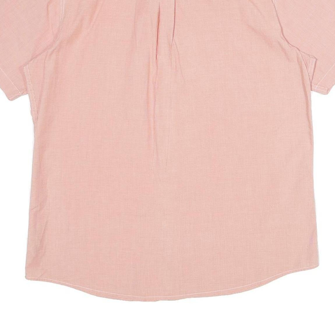 CHAPS Mens Pink Plain Cotton Short Sleeve Shirt L Button-Down Collar Casual