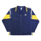 ADIDAS Mens Navy Blue & Yellow Track Jacket L Polyester Blend Zip Sportswear