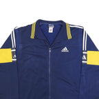 ADIDAS Mens Navy Blue & Yellow Track Jacket L Polyester Blend Zip Sportswear