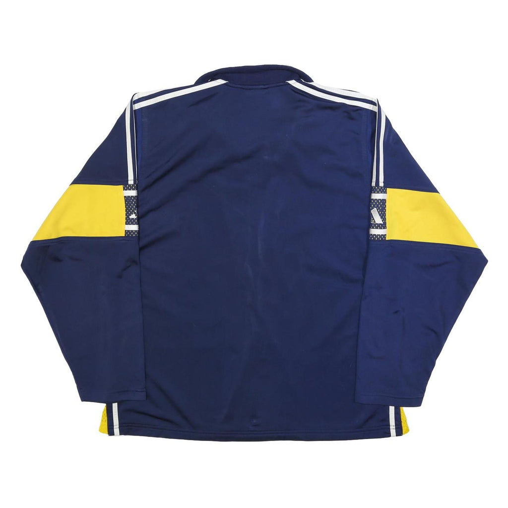 ADIDAS Mens Navy Blue & Yellow Track Jacket L Polyester Blend Zip Sportswear