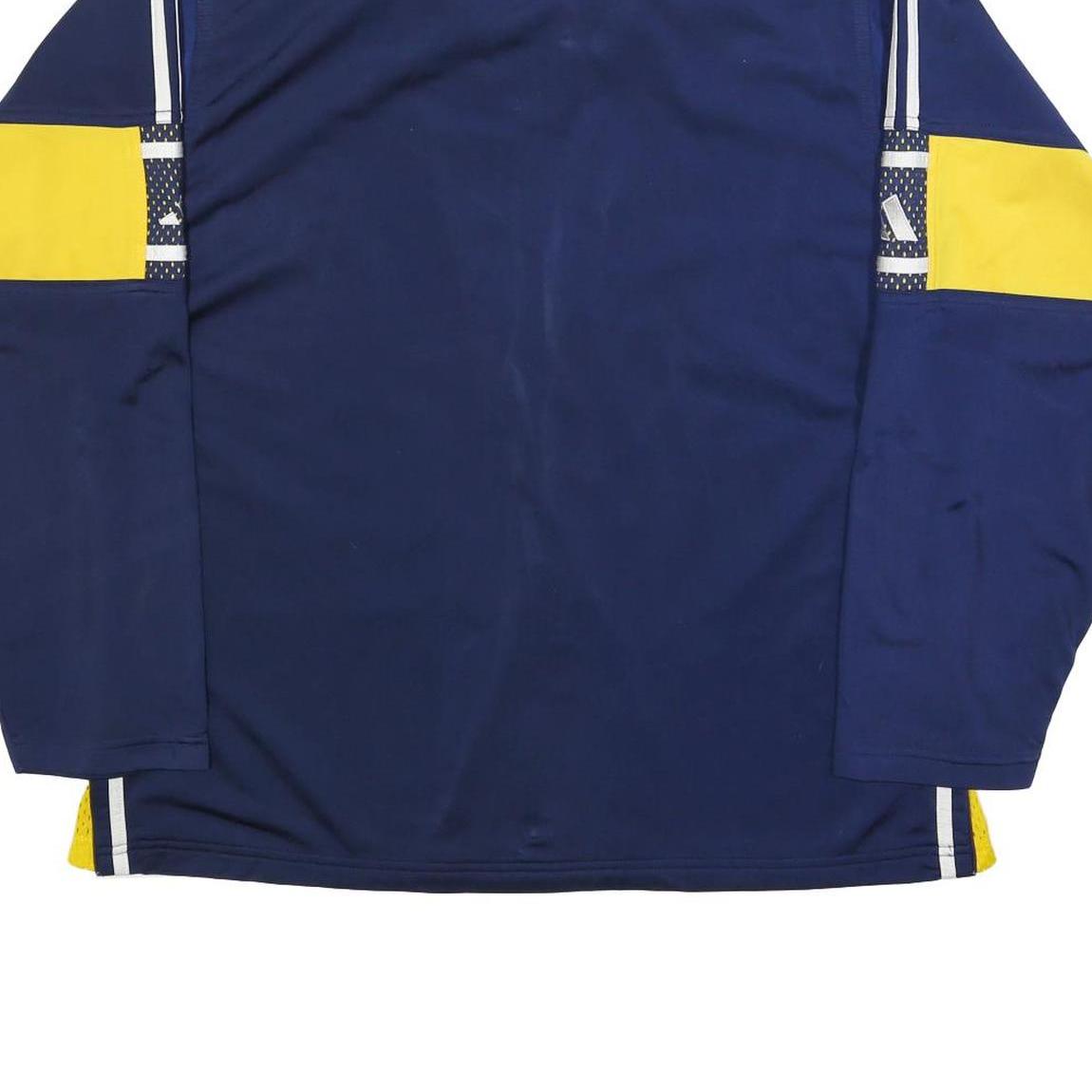 ADIDAS Mens Navy Blue & Yellow Track Jacket L Polyester Blend Zip Sportswear