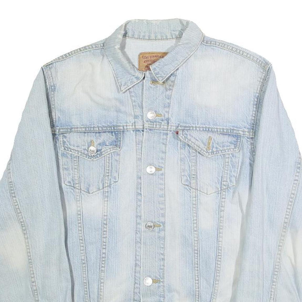 LEVI'S Mens Blue Denim Jacket M Cotton Button Plain Classic Fit Casual