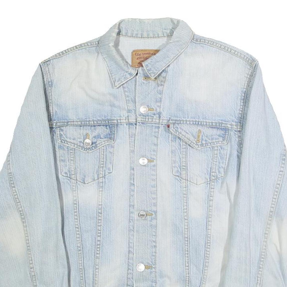 LEVI'S Mens Blue Denim Jacket M Cotton Button Plain Classic Fit Casual