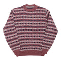 Mens Burgundy Red Patterned Jumper Crew Neck Tight Knit M Winter Casual Knitwear