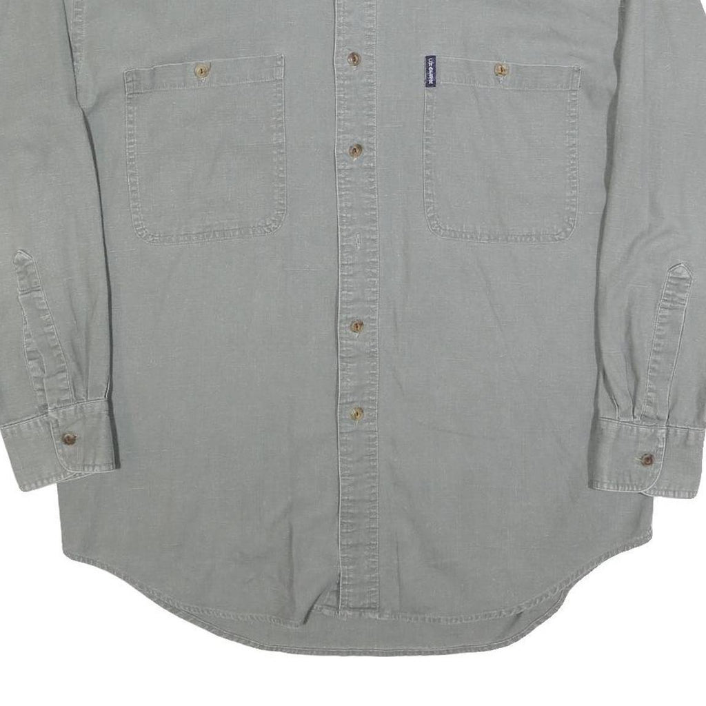 CHAPS RALPH LAUREN Mens Grey Linen Blend Shirt M Button Pocket Casual