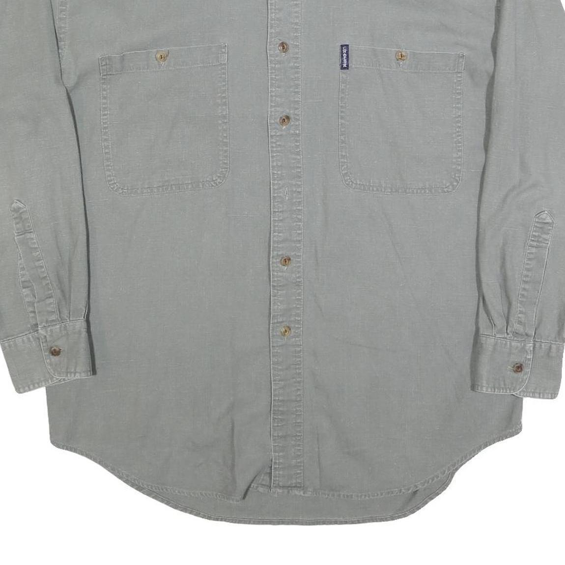 CHAPS RALPH LAUREN Mens Grey Linen Blend Shirt M Button Pocket Casual