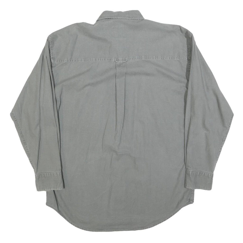 CHAPS RALPH LAUREN Mens Grey Linen Blend Shirt M Button Pocket Casual