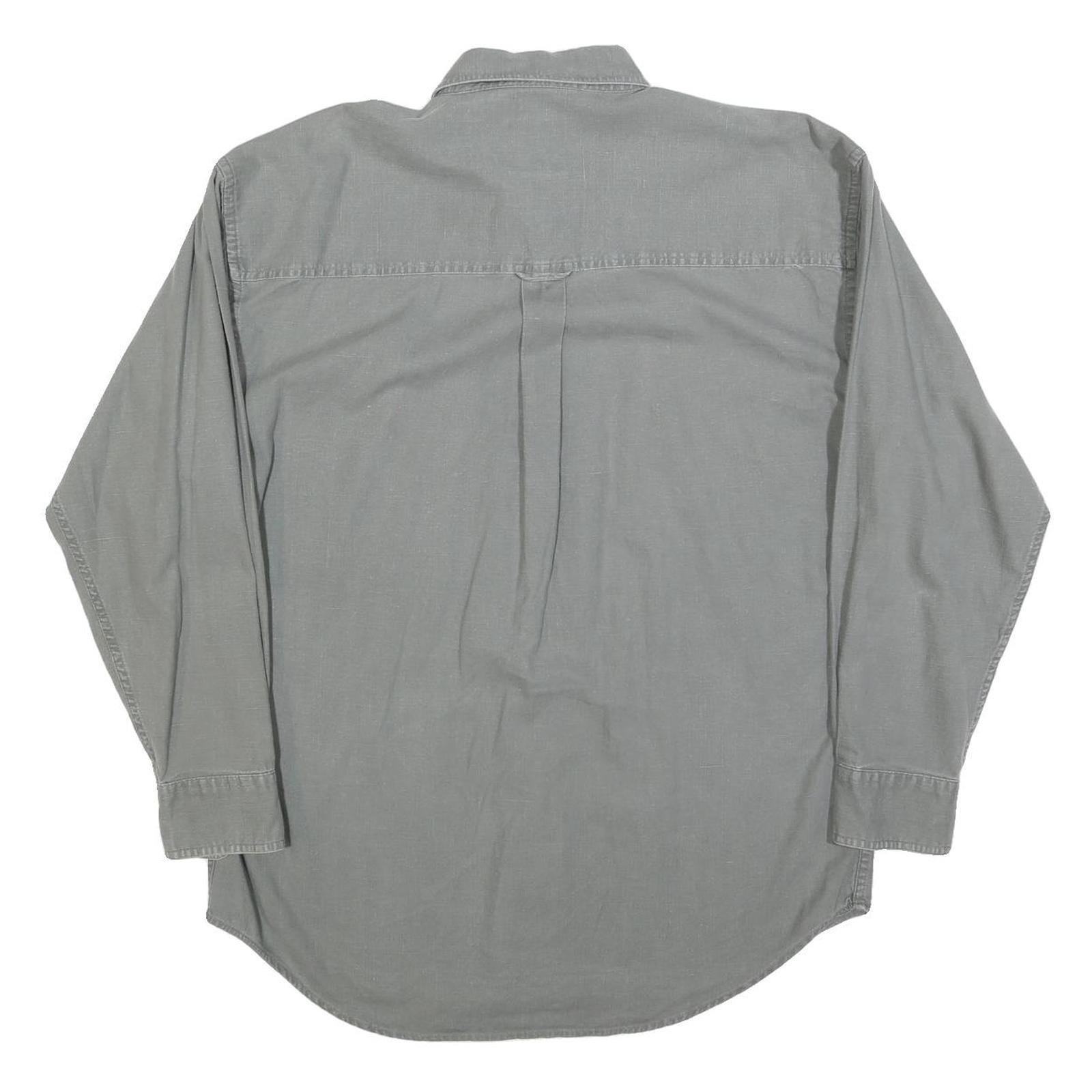 CHAPS RALPH LAUREN Mens Grey Linen Blend Shirt M Button Pocket Casual