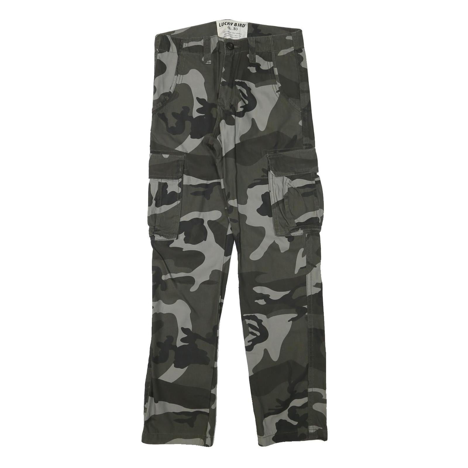 LUCKY BIRD Mens Regular Fit Cotton Blend Camouflage Cargo Trousers W30 L32
