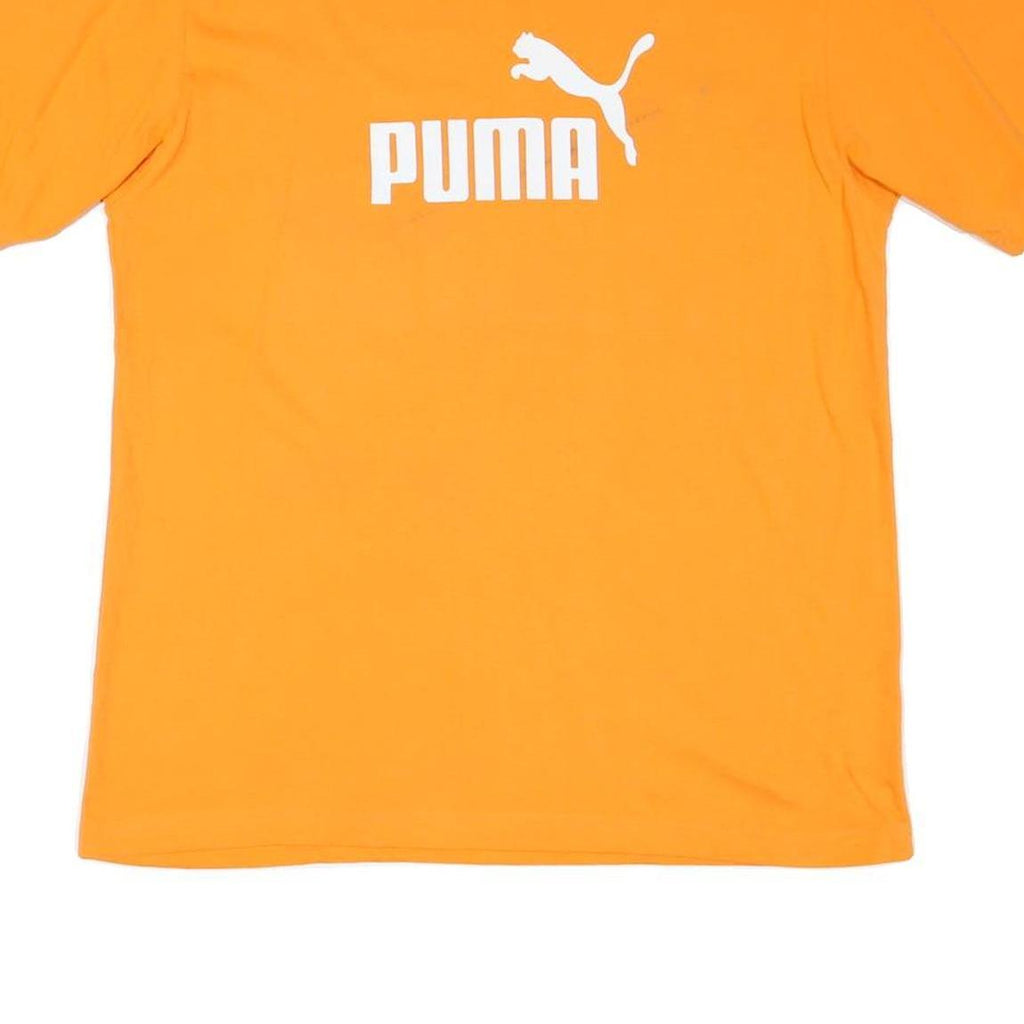 PUMA Mens Orange Cotton Blend T-Shirt M Short Sleeve Crew Neck Puma Logo