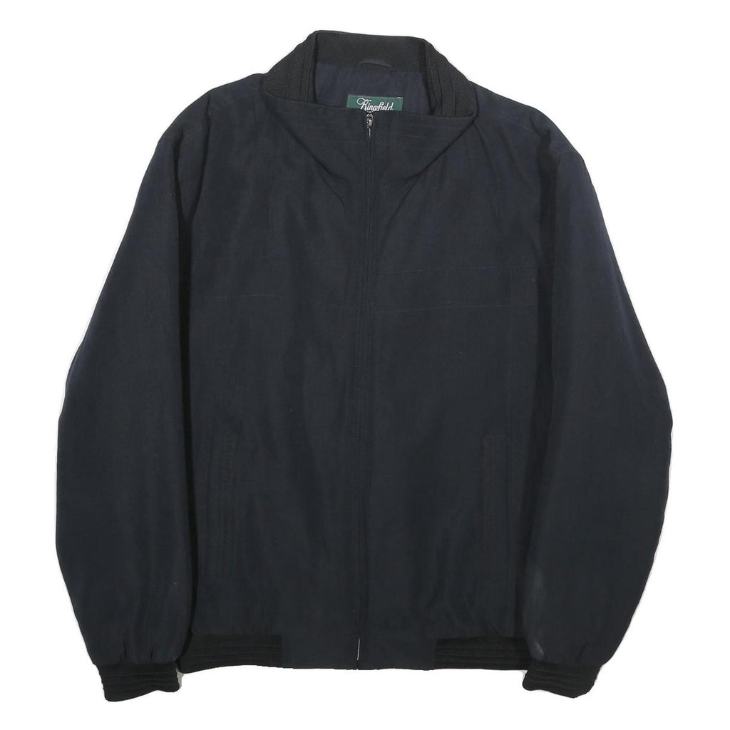 KINGFIELD Mens Black Classic Jacket XL Polyester Blend Zip Plain Casual