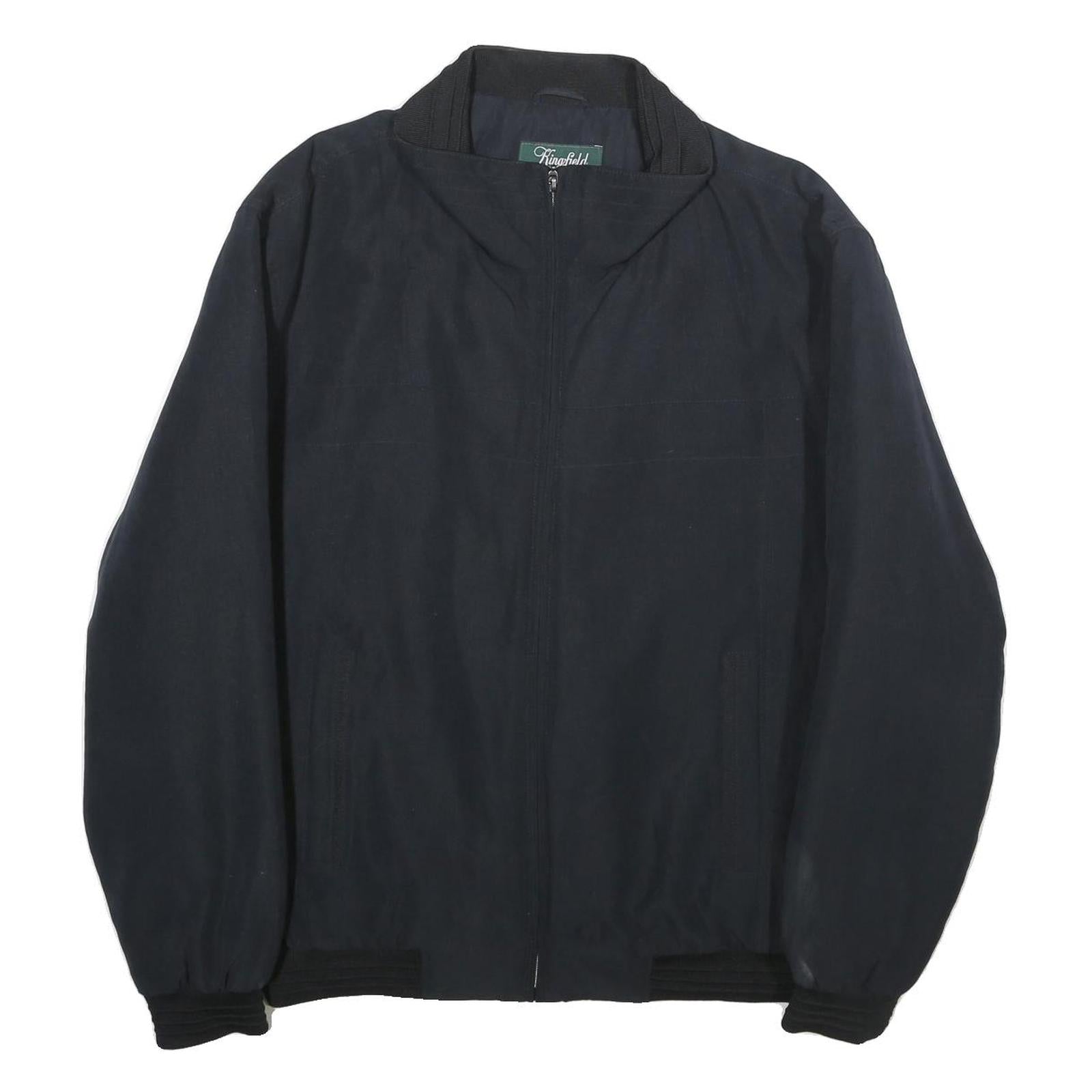 KINGFIELD Mens Black Classic Jacket XL Polyester Blend Zip Plain Casual