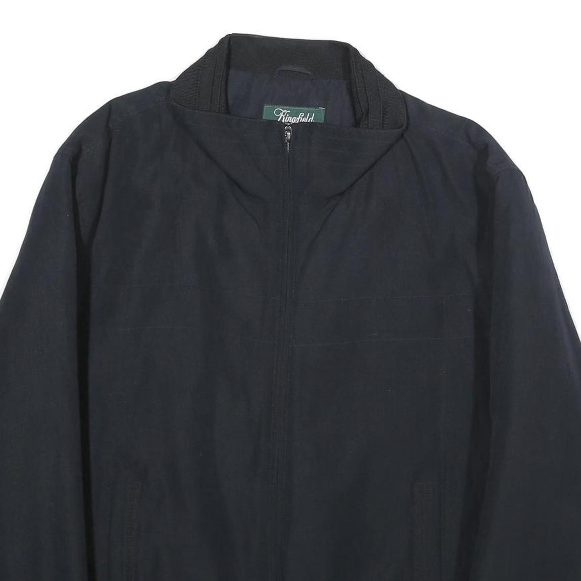 KINGFIELD Mens Black Classic Jacket XL Polyester Blend Zip Plain Casual